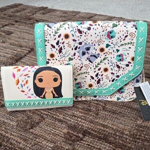 Disney Pocahontas Womens Purse and Wallet Set - Cream and Green POP! LOUNGEFLY